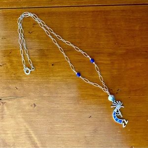 Southwestern Sterling Silver Kokopelli inlay necklace